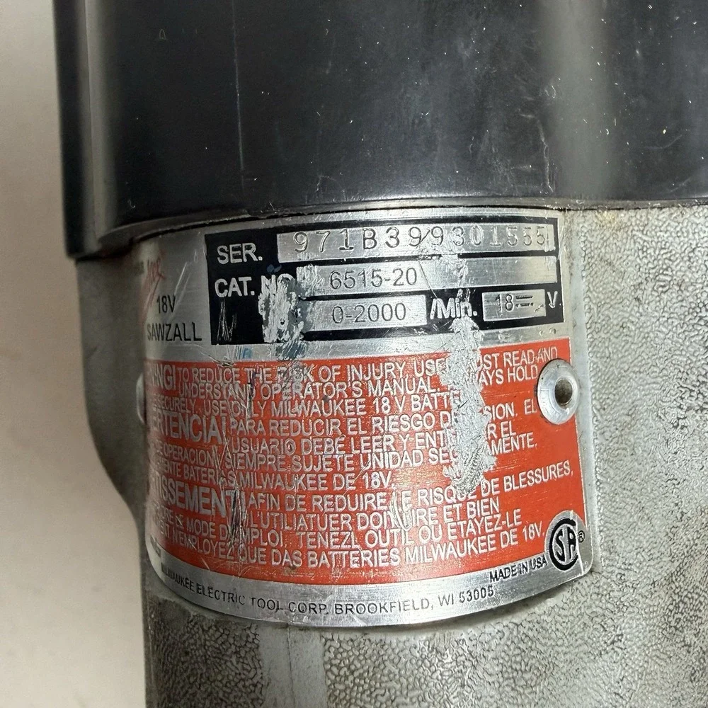 Milwaukee 6515-20 M18 18V Heavy Duty SAWZALL Reciprocating Saw Only Works Great
